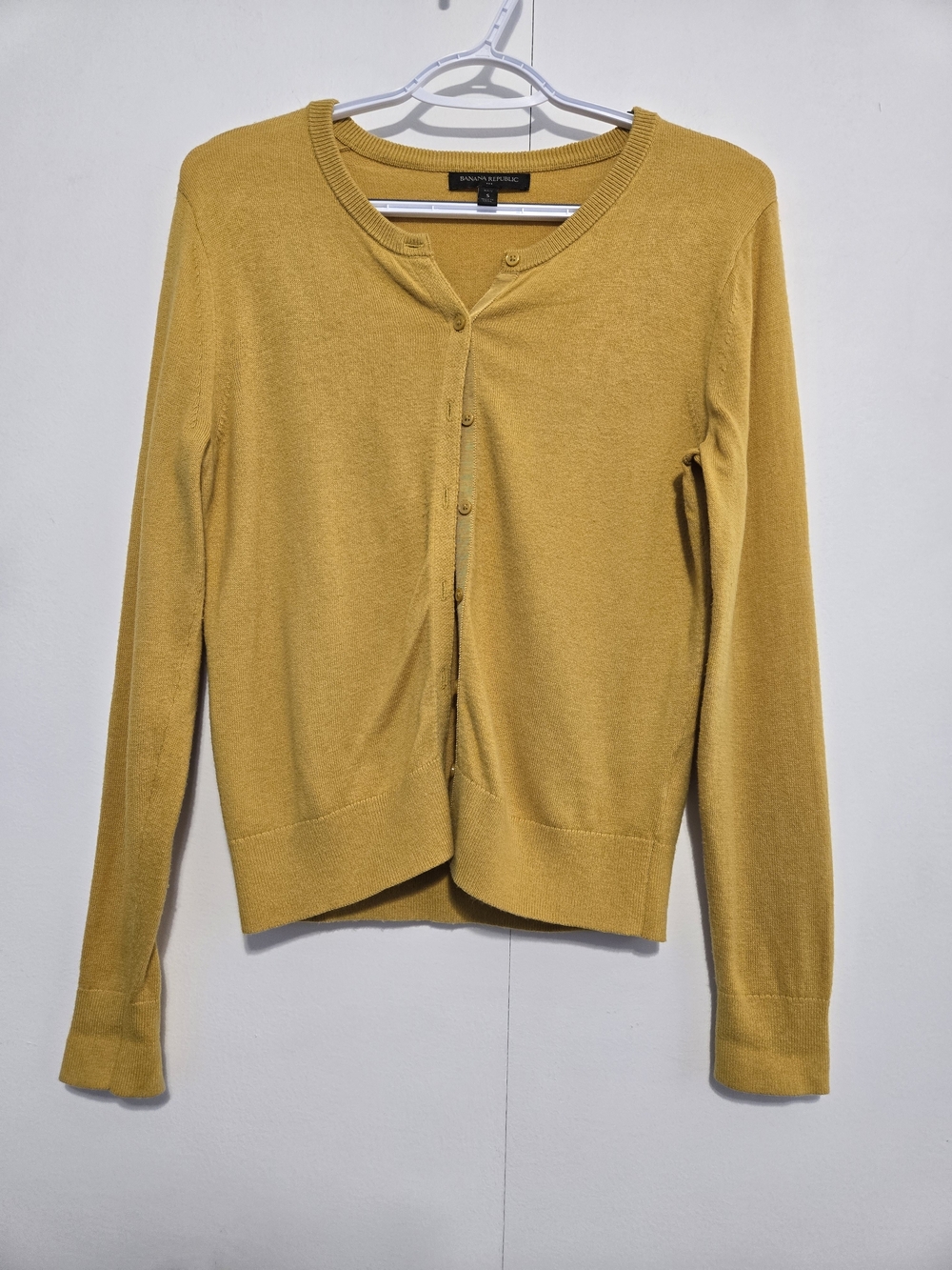 Banana Republic Petite Cashmere Blend Mustard Cardigan Sweater S